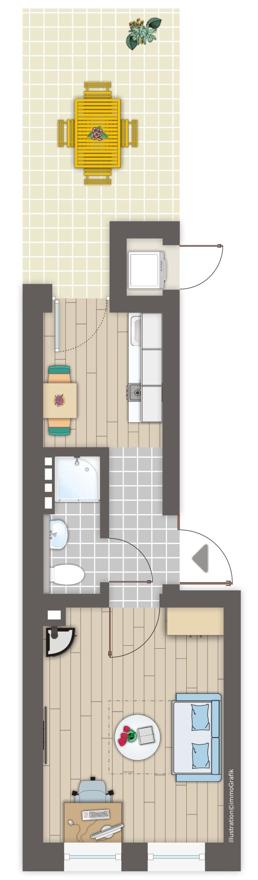 VERMIETET // Möbliertes Appartement im Herzen von Kiel * Kaminofen, Keller, Terrasse