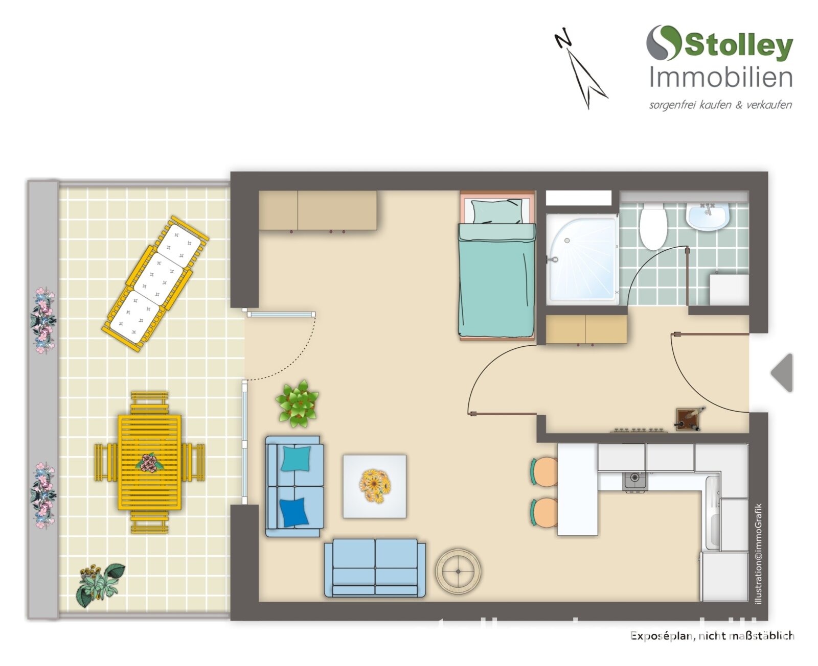 VERKAUFT // hochwertige Singlewohnung mit Dachterrasse & Fördeblick